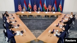 U.S. Secretary of State Antony Blinken hosts the Armenian and Azerbaijani foreign ministers for talks in Arlington, Virginia, June 29, 2023. 