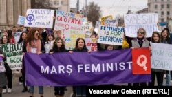 Marșul feminist organizat la Chișinău pe 8 martie, 2023.