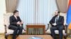 Министр иностранных дел Армении Арарат Мирзоян (справа) и французский сопредседатель Минской группы ОБСЕ Брис Рокфо, Ереван, 11 апреля 2022 г.