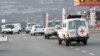 Nagorno-Karabakh - Red Cross vehicles are seen outside Stepanakert, January 4, 2023.