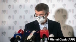 Չեխիայի վարչապետ Անդրեյ Բաբիշը լրագրողների հետ հանդիպմանը, 17-ը ապրիլի, 2021թ․