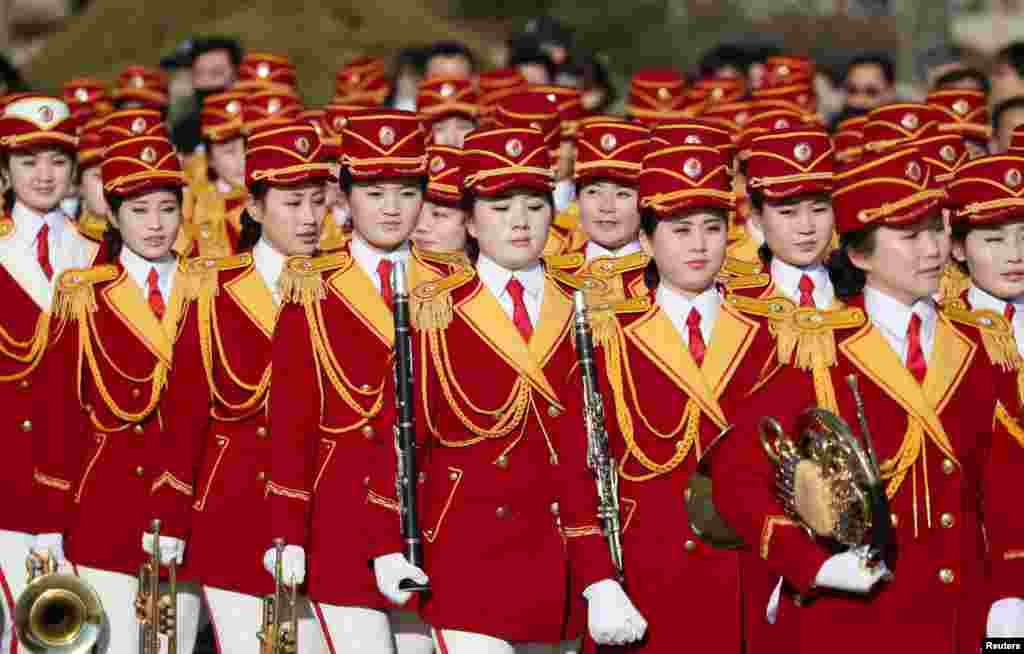 Пхенчханға арнайы келген Солтүстік Корея өнерпаздары. 13 ақпан 2018 жыл. 