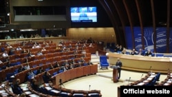France - Armenian President Serzh Sarkisian speaks at the Council of Europe's Parliamentary Assembly, Strasbourg, 22Jun2011.