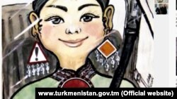 Карикатура с изображением женщины за рулем, опубликованная 1 апреля государственным информационным агентством Туркменистана ТДХ. 