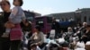 Armenia - Karabakh Armenian refugees wait in a square in Goris on September 29, 2023 before being evacuated to other parts of Armenia.