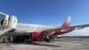 Armenia - A Rossiya Airlines passenger jet parked at Zvartnots international airport, Yerevan, January 15, 2021.
