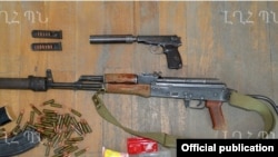 Nagorno-Karabakh - Weapons which the Karabakh Armenian military says were confiscated from arrested Azerbaijanis, 10Jul2014.