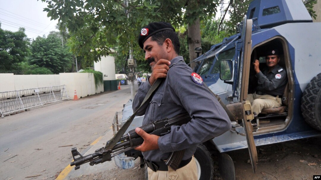 Pakistani security personnel guard the U.S. Consulate in Lahore this past week.