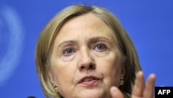 U.S. Secretary of State Hillary Clinton says it's time for Qaddafi "to go."
