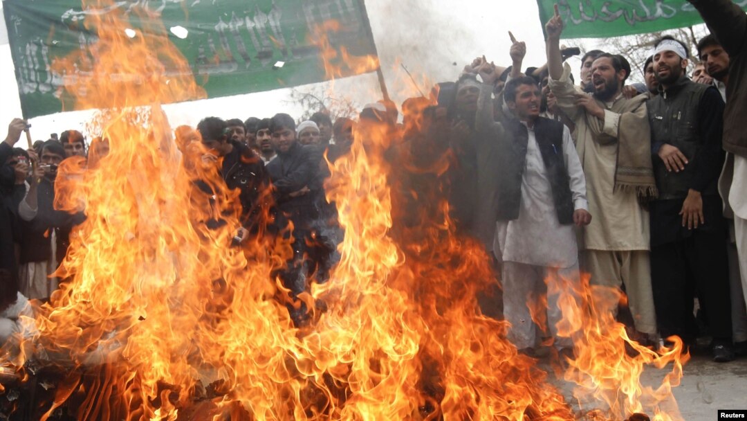 The killing of 16 Afghan civilians in Kandahar Province prompted anti-U.S. rallies, such as this protest in Jalalabad Province on March 13.