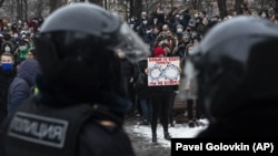 Алексей Навальнийни дастаклаш акциясидан лавҳа, Москва, 2021 йил 23 январи