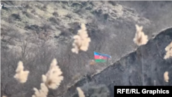 Armenia - An Azerbaijani military post is seen from the Armenian border village of Nerkin Hand in November 2022.