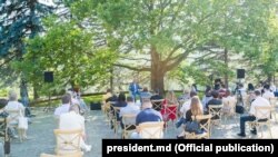 Președintele moldovean Igor Dodon la o conferință de presă la Condrița