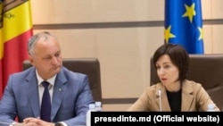 Igor Dodon și Maia Sandu, pe când aceasta era prim-ministru