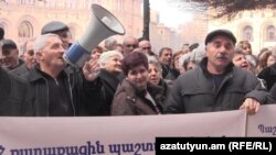 Armenia -- A protest action of workers of Nairit plant in Republic Square in Yerevan. 20Feb., 2015 