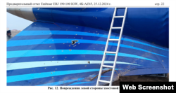 Ақтау маңына құлаған Azerbaijan Airlines әуекомпаниясының жолаушы ұшағының артқы бөлігінде шұрық-тесік көп із қалғаны апаттың себебі жайлы алдын ала есепте айтылған.