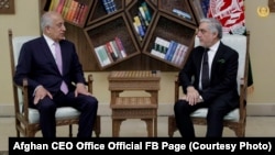 Afghan CEO Abdullah Abdullah met with U.S. special envoy for Afghan peace and reconciliation Zalmay Khalilzad on July 24.