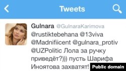 Гүлнара Каримованың Twitter-дегі парақшасы.
