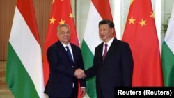 Orbán Viktor Hszi Csin-Ping kínai elnökkel Pekingben 2019. április 25-én