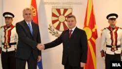 Tomislav Nikolić i Gjorge Ivanov u Skoplju, 26. oktobar 2012.