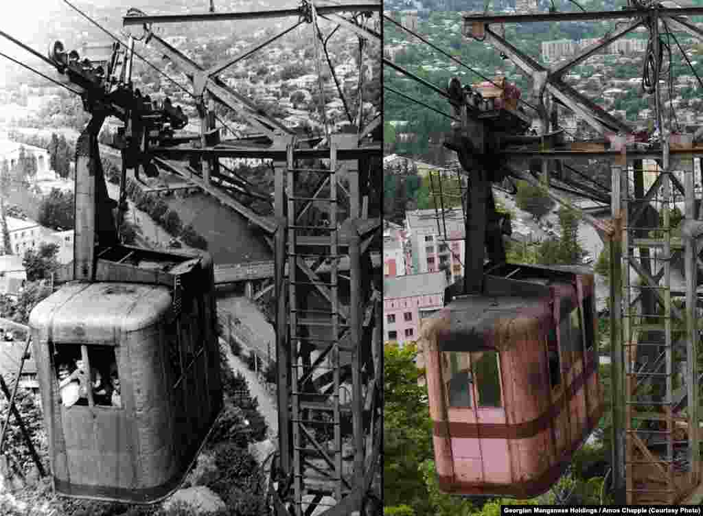 “Линия-25” в 1950-ые годы и сегодня. Из фото Грузинской марганцевой компании