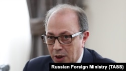 ARMENIA -- Armenian Foreign Minister Ara Ayvazian speaks at a meeting with his Russian counterpart Sergei Lavrov in Yerevan, May 6, 2021