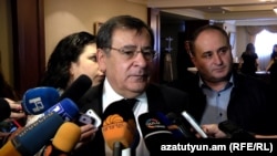 Armenia -- Energy Minister Levon Yolian speaks to journalsits, Yerevan, 14Mar2016.