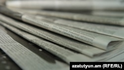 Armenia -- Newspapers for press review illustration, Yerevan, 12Jul2016
