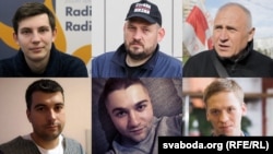 Солдон оңго: жогорку катар - Игорь Лосик, Сергей Тихановский, Николай Статкевич; төмөнкү катар – Владимир Цыганович, Артем Саков, Дмитрий Попов.