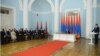 Armenia -- Prime Minister Tigran Sargsyan (R) and members of his cabinet tender their resignations to President Serzh Sarkisian (C), 09Apr, 2013